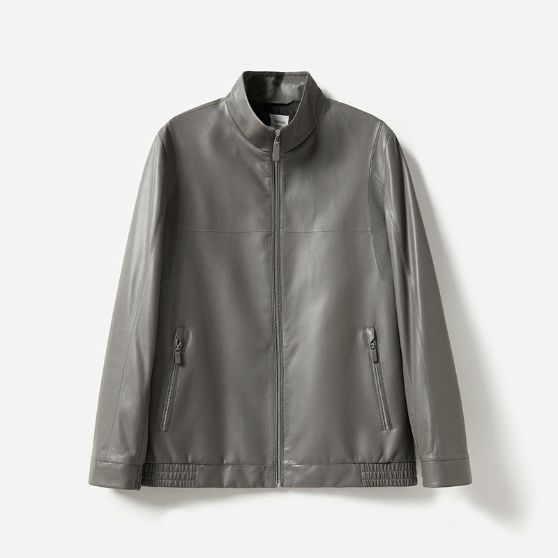 MPY06001 无涂层轻薄意大利小绵羊皮时髦立领短皮衣外套男士