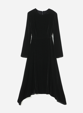 *WLQ07022 茉莉雅集 经久不衰的流光盛宴TH真丝丝绒弧形摆连衣裙