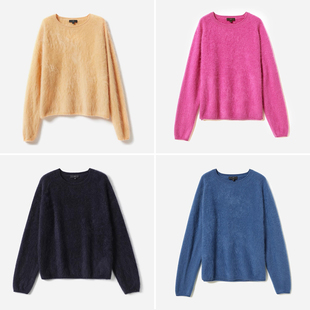 WZT06191茉莉雅集 毛衣 休闲自带滤镜暖意KVSS全羊绒拉绒针织套衫