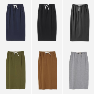 WBQ07010 舒适垂顺抗皱干爽百搭全棉松紧腰半裙卫裙女 茉莉雅集