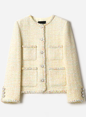 WWT08251 茉莉雅集 糖霜彩虹香*风法国空运羊毛四贴袋圆领外套