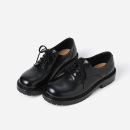 ED08038 茉莉雅集 经典复古英伦风水洗马皮系带圆头单鞋小皮鞋女