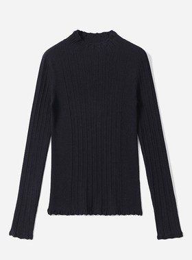 *WZT08033 茉莉雅集 140S精纺全羊毛打底衫高弹修身百搭针织套衫