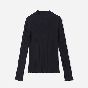 *WZT08033 茉莉雅集 140S精纺全羊毛打底衫高弹修身百搭针织套衫