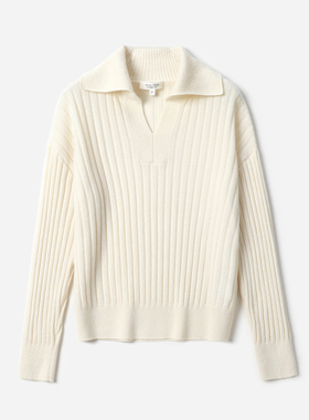 *WZT08261 茉莉雅集 I*C温暖舒适KVSS全羊绒半开襟长袖针织套衫女