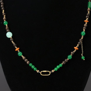 WSP09007 4.5mm文莱沉香玉髓项链 茉莉雅集