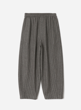 *WKZ08216 茉莉雅集 摩登CE条纹松弛感真丝羊毛牛筋腰奶奶裤女