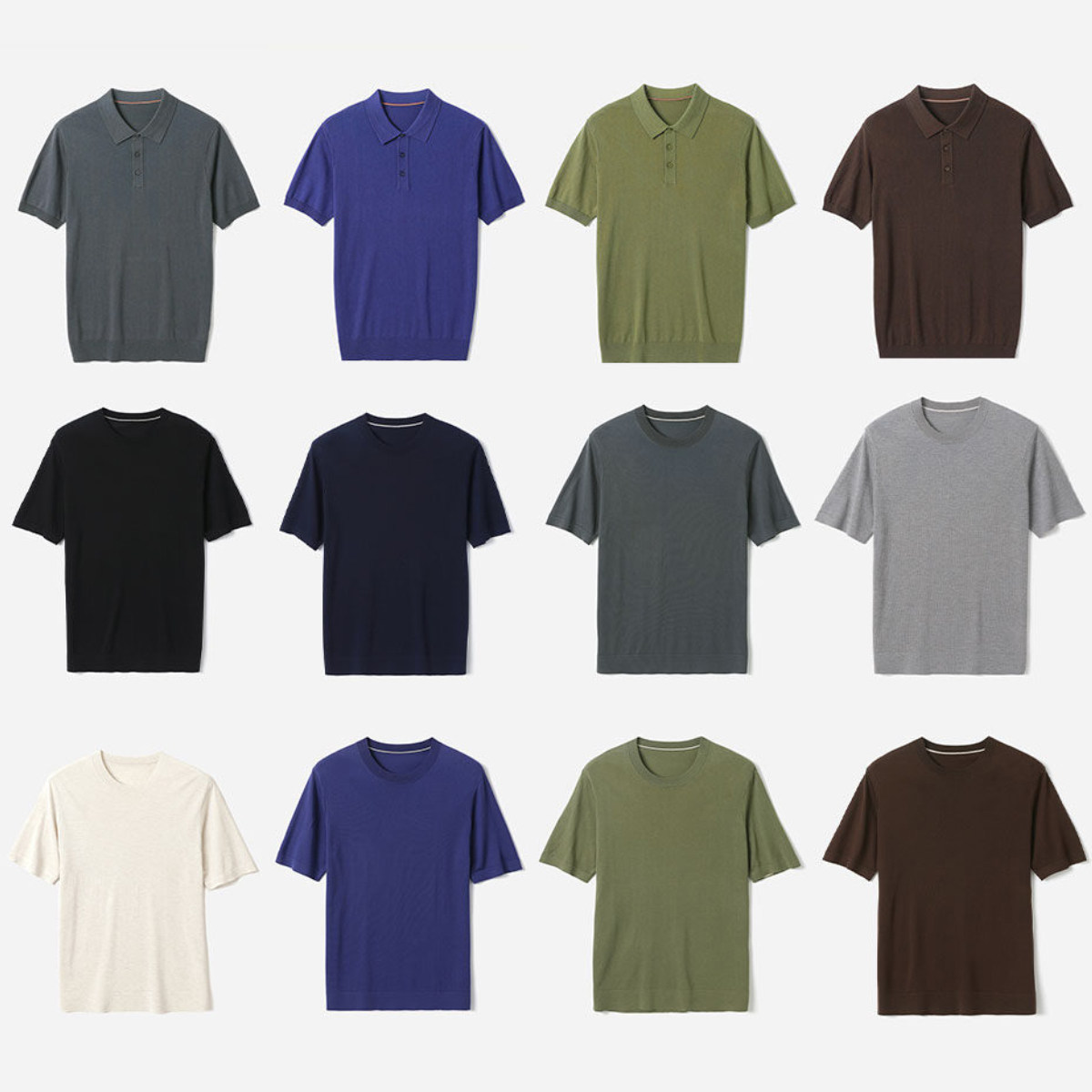 MZT09023 茉莉雅集  舒适透气POLO领/圆领短袖针织套衫男士春夏