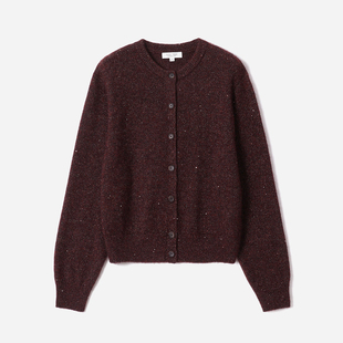 WZK08341 茉莉雅集 软糯细闪珠片含金银丝羊毛羊绒插肩袖针织开衫