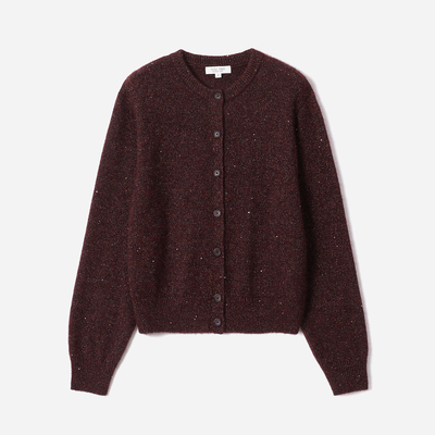 WZK08341 茉莉雅集 软糯细闪珠片含金银丝羊毛羊绒插肩袖针织开衫