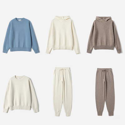 WZT08049 茉莉雅集 KVSS全羊绒Lem@ir*e连帽针织套衫卫衣卫裤女