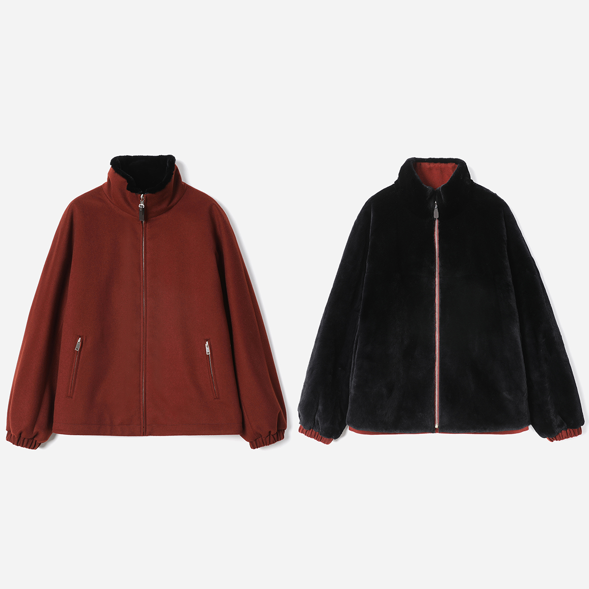 *WPY08042 J*S双面穿意大利Z*gn@防水全羊绒/拔针海狸立领外套