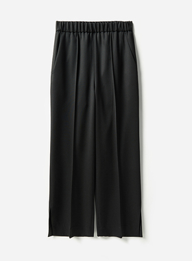 WKZ06206 J*S舒适不挑人450G精纺全羊毛褶裥松紧腰通勤长裤直筒裤