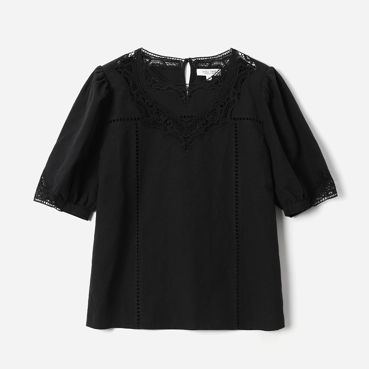 *WCS08085 茉莉雅集 干爽透气汉麻棉法式圆领重工刺绣中袖衬衫女