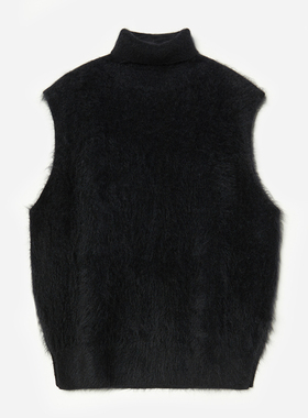 *WZT06308 茉莉雅集 KVSS拉绒全羊绒高领盖袖叠穿百搭针织背心女