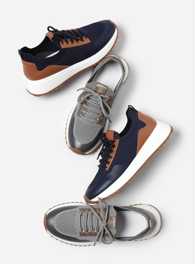 *EY07059 茉莉雅集 LP*老钱帅气休闲飞织网面牛皮轻盈减震运动鞋