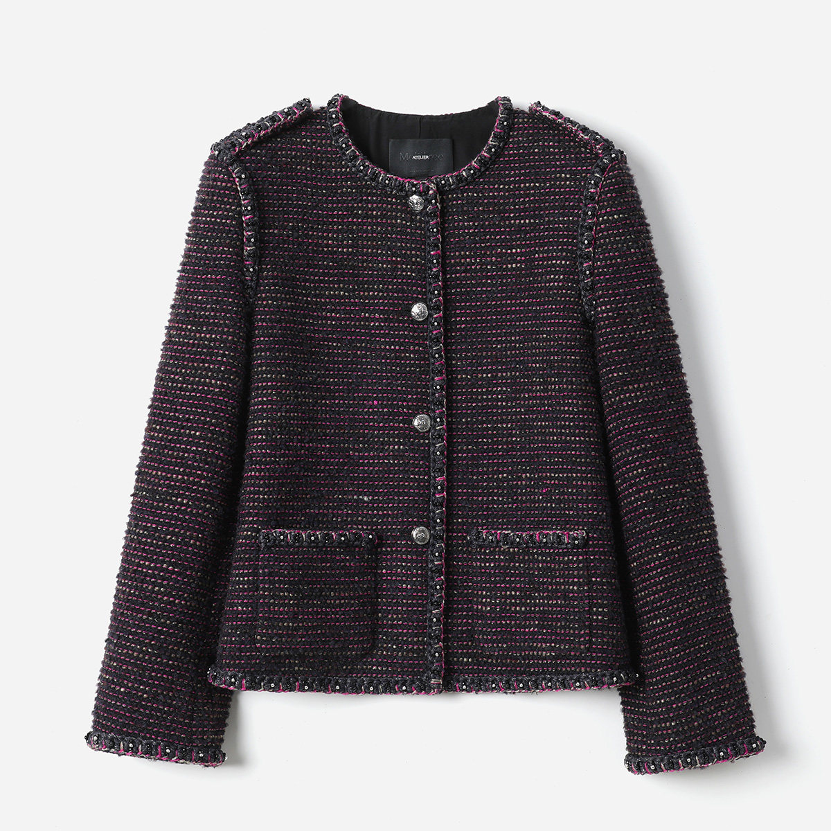 WWT08252 茉莉雅集 紫月星河香*风意大利空运花呢圆领肩章外套,女装/女士精品,短外套,淘宝优惠券,粉丝福利购,淘宝优惠卷