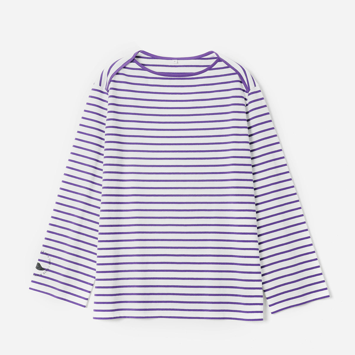 *WTX08145 茉莉雅集 海魂系列高支全棉彩色条纹鲸鱼邮戳印花T恤女