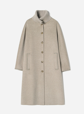 *WDY06073 @rm@ni拍卖级110支羊毛羊绒罗纹领羊皮镶边双面呢大衣