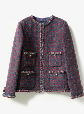 *WWT06081 茉莉雅集 红格琉璃香*风意大利空运羊毛花呢外套