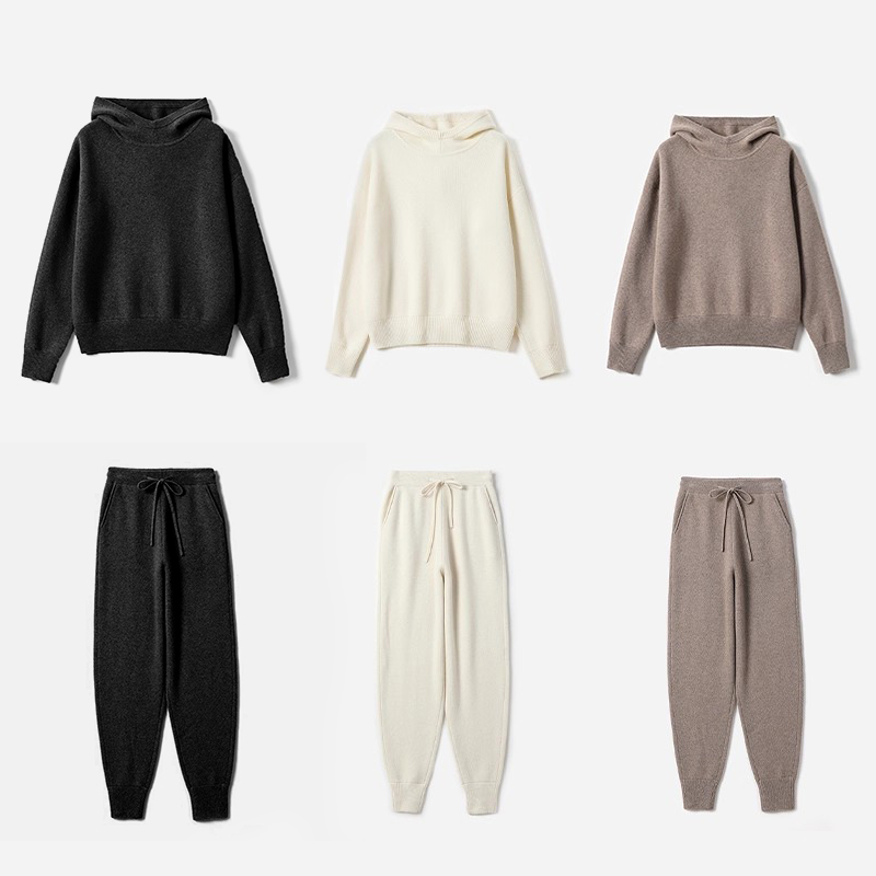 WZT08049 茉莉雅集 KVSS全羊绒Lem@ir*e连帽针织套衫卫衣卫裤女