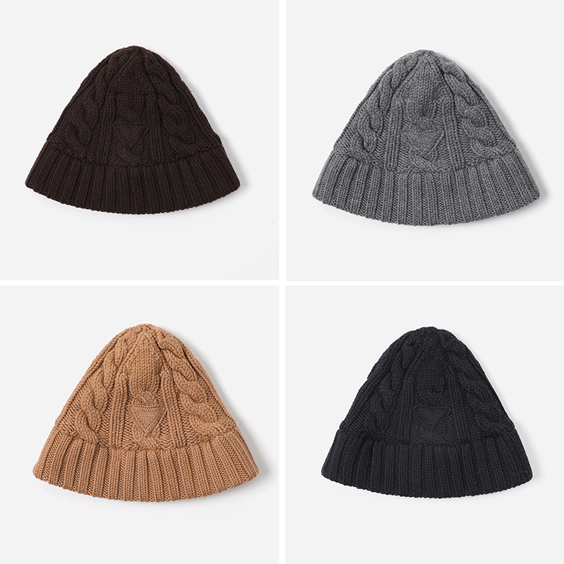 WSP08045 P家复古立体绞花重磅保暖德国Biella全羊毛针织渔夫帽