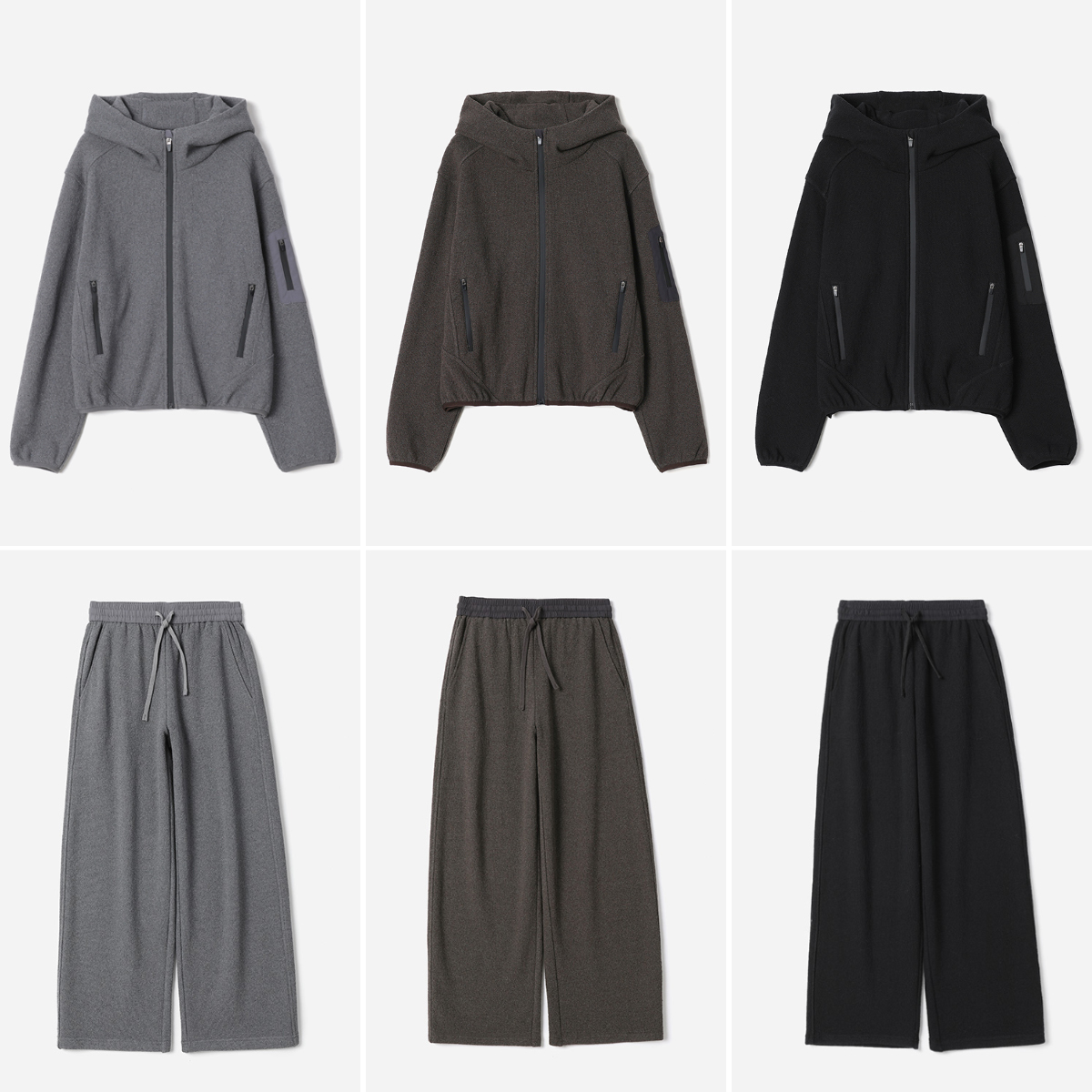 *WKZ08275 茉莉雅集 山系户外抓绒保暖休闲连帽廓形外套直筒裤女