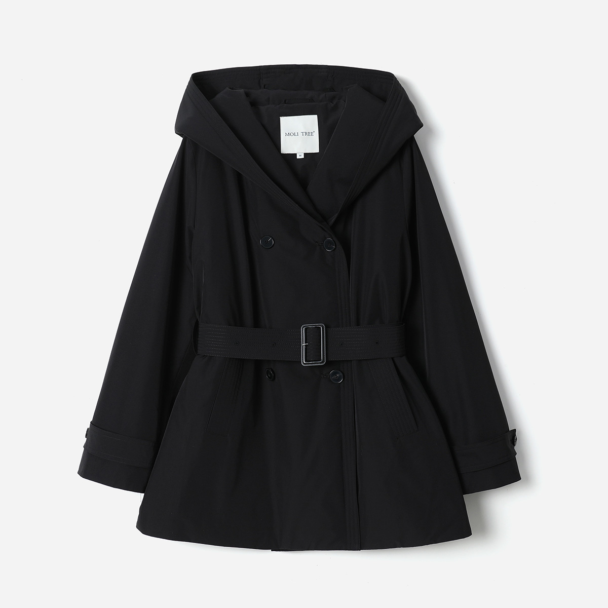 WYR08068 茉莉雅集 复古摩登95白鹅绒连帽风衣款系带鹅绒羽绒服