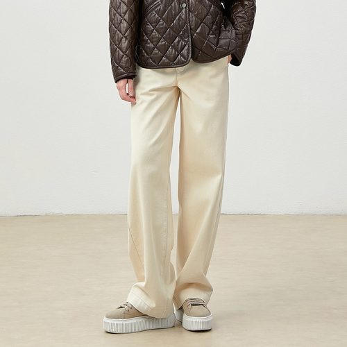 西班牙棉小米黄宽松萝卜裤女