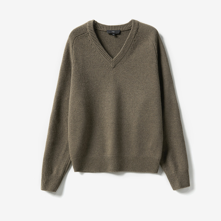 WZT06200 茉莉雅集 R0*W KVSS全羊绒V领廓形针织套衫毛衣女