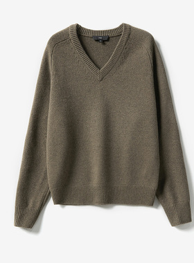 WZT06200 茉莉雅集 R0*W KVSS全羊绒V领廓形针织套衫毛衣女