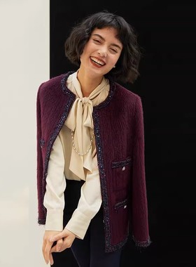 WWT05265 茉莉雅集 紫气东来香*风意大利苏力羊毛马海毛外套