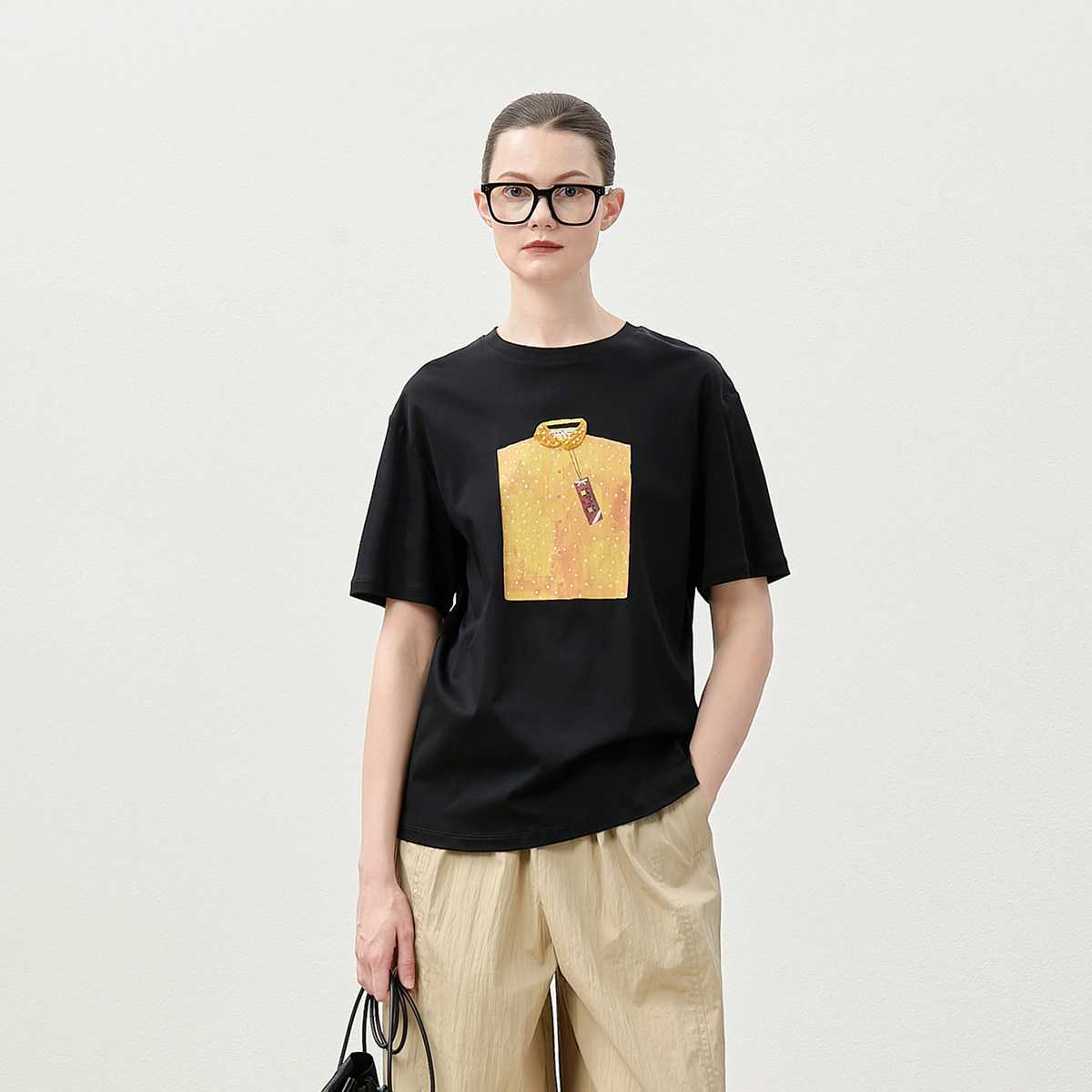 *WTX06159 茉莉雅集 小衣服系列印花手钩针丝光匹马棉圆领短袖T恤