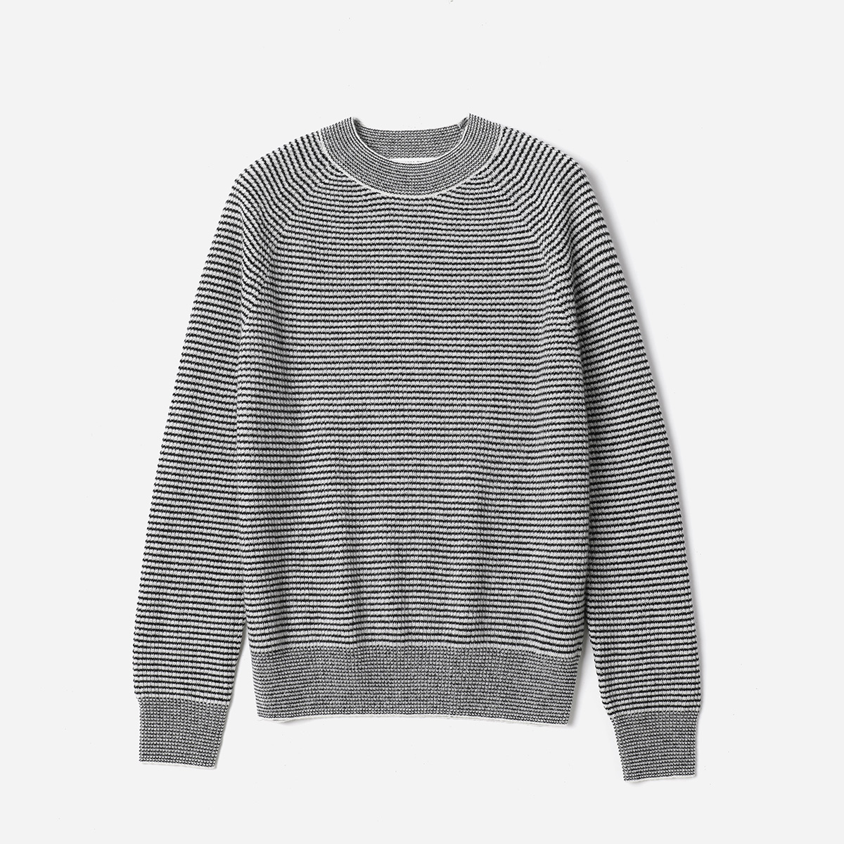 WZT08252 茉莉雅集 香*风黑白芝麻糖KVSS全羊绒肌理条纹针织套衫