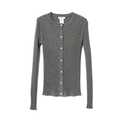 *WZK07029 茉莉雅集 舒适感进行到底120S精纺全羊毛坑条针织开衫