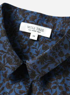 *WCS07141 茉莉雅集枝枝蔓蔓日本全棉印花精致优雅翻领长袖衬衫女