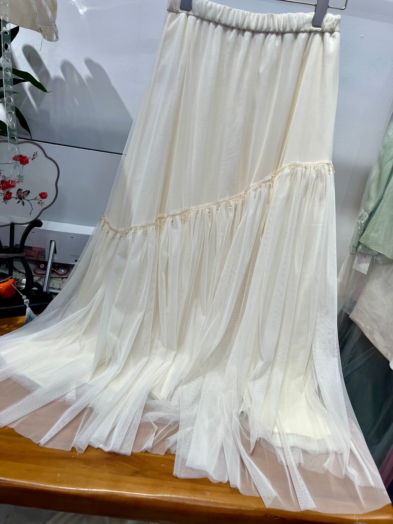 新中式国风网纱半身裙女新款显瘦a字百搭蛋糕裙纱裙