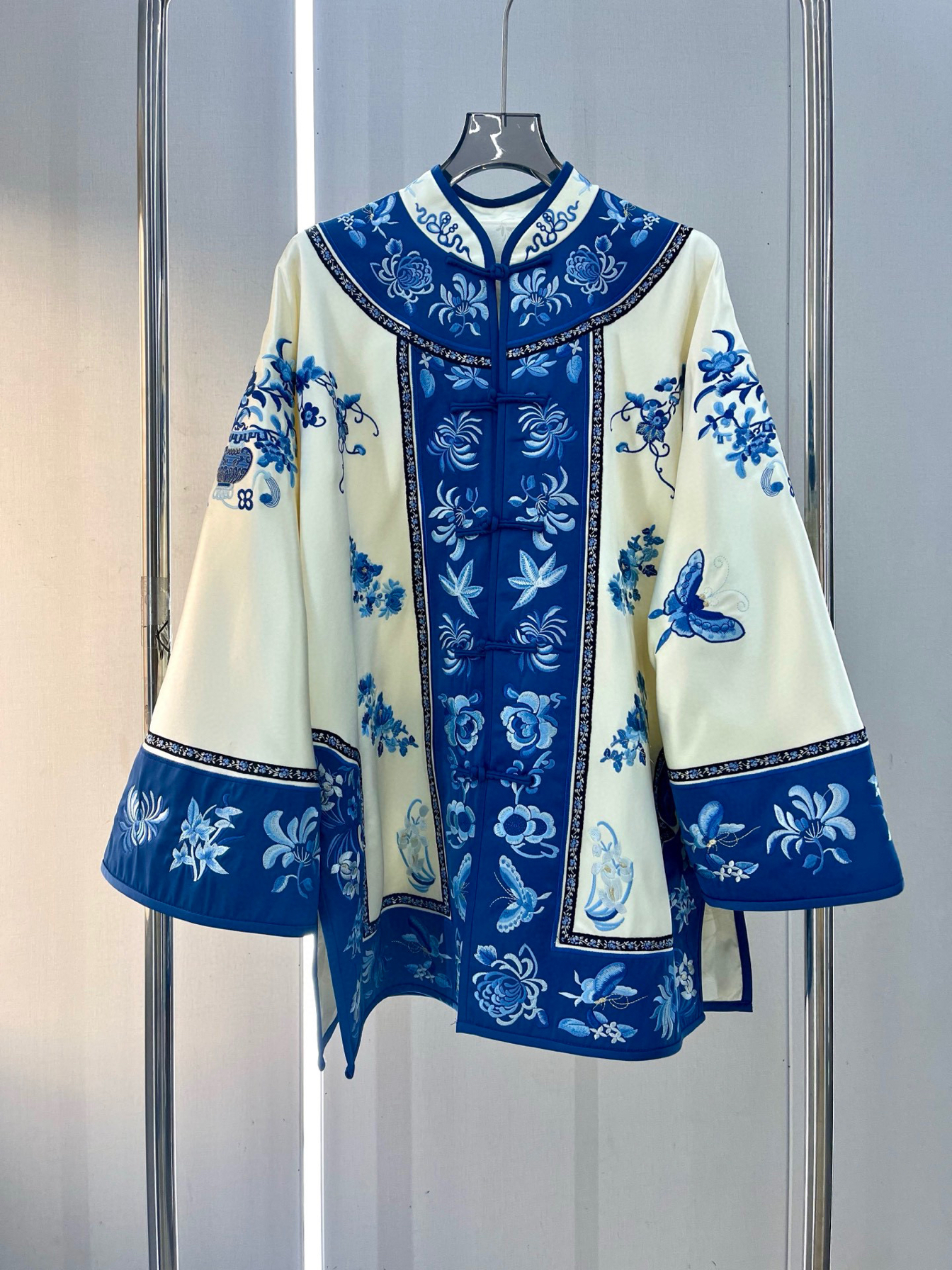 青花瓷 国风古韵四君子花醋酸重工刺绣太太服立领外套上衣