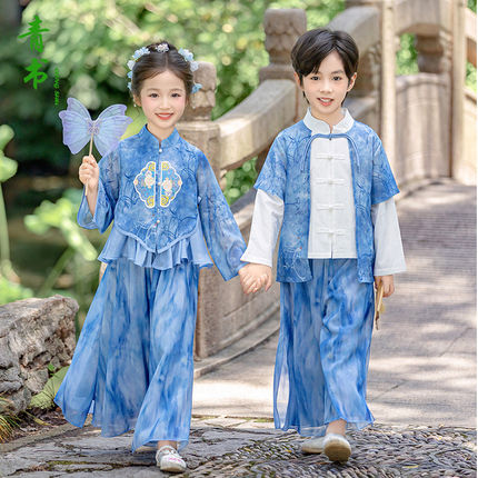 六一儿童节汉服套装中小学生新中式男女童唐装幼儿园夏古风表演服