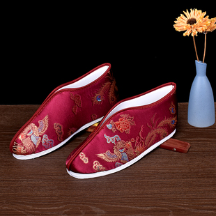 老人棉鞋 老鞋 脚踏莲花冲喜寿衣绣花鞋 装 闰月 丧葬用品死人鞋 女寿鞋