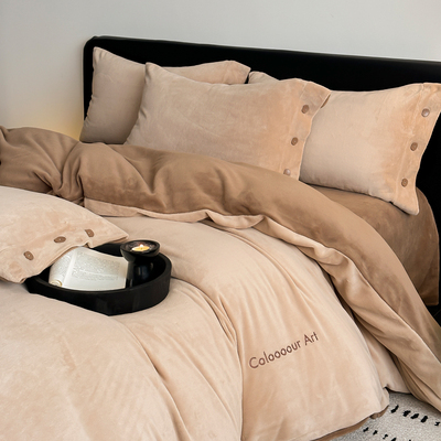 美拉德牛奶绒四件套云芙绒简约