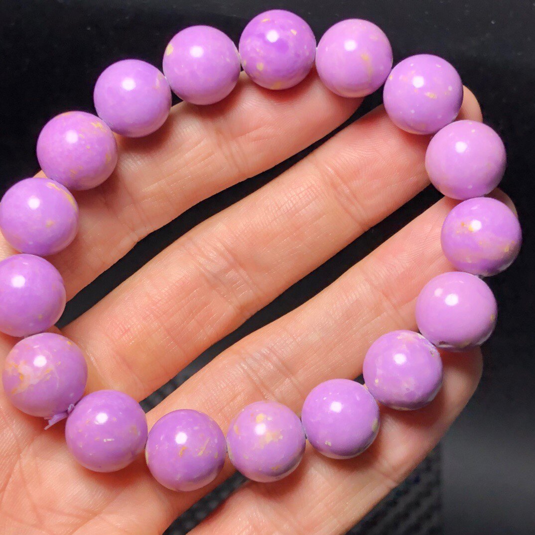 273天然紫云母手链 斜红磷铁矿 12.6毫米左右 45.3克 价格45