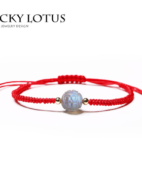 luckylotus珠宝首饰灰回纹珠编织