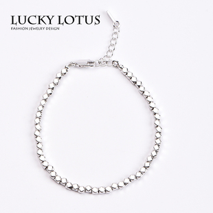 luckylotus珠宝碎银几两纯银手链重工手串情人节女友闺蜜生日礼物