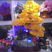 水晶发财树摆件大摇钱树聚财流水招财树公司店铺开业家居乔迁送礼