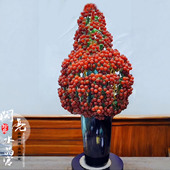 天然红玛瑙水晶招财树别墅客厅玄关电视柜发财树摆件高档陶瓷花瓶