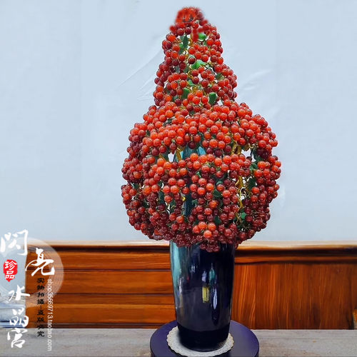 红玛瑙水晶招财树别墅客厅打摆件