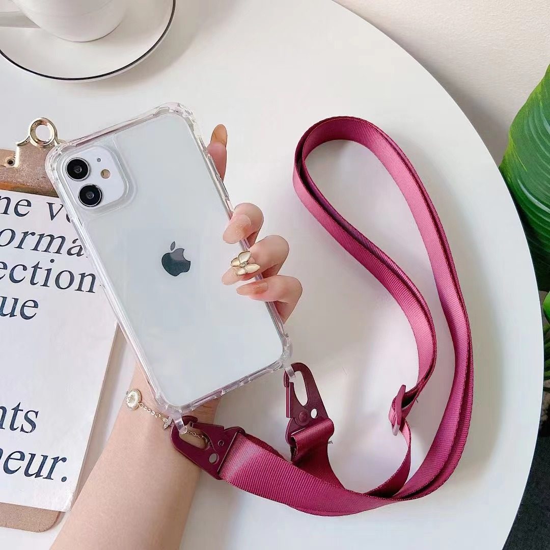 CHOWILL亚克力一体挂钩+背带宽绳适用iPhone17 16 15 14Pro 13 12 11 XR XSMAX 678PLUS SE3手机壳三星S25