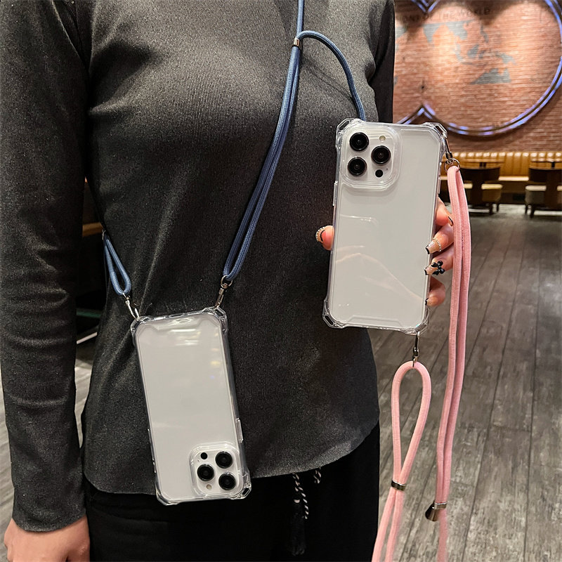 CHOWILL高级亚克力四角挂钩+斜背带防摔适用iPhone17 16 15 14 13Pro 12 11 XS XR 678P SE简约手机壳三星S25