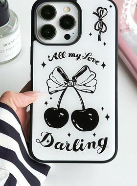 CHOWILL少女心y2k黑色车厘子高级感滴胶适用iPhone16Plus 15 14 13Pro 12Promax苹果手机壳华为mate60pro